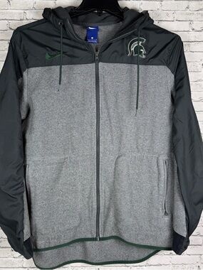 Nike Grey and Black Michigan State Spartans Hooded Jacket